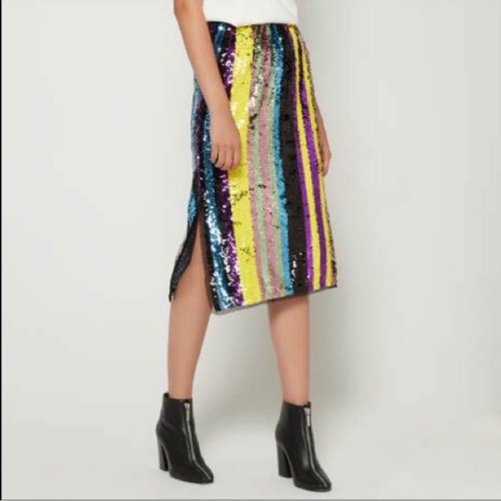 Multicolor Sequin Midi Skirt sz S - Picture 6 of 7